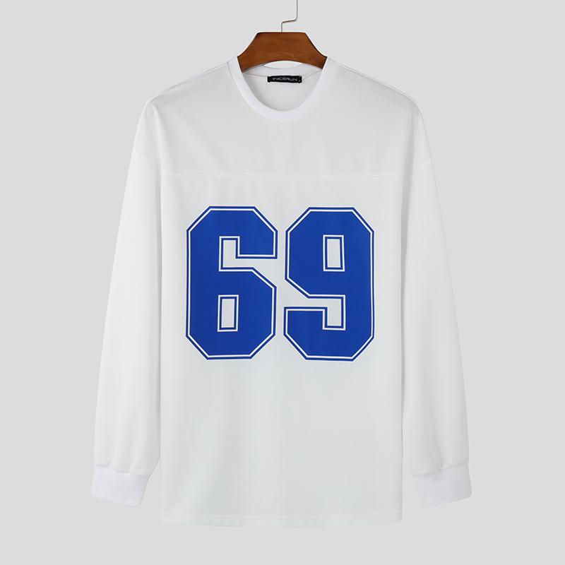 INCERUN Men O Neck Long Sleeve Print Casual Oversized Pullovers Sweatshirts