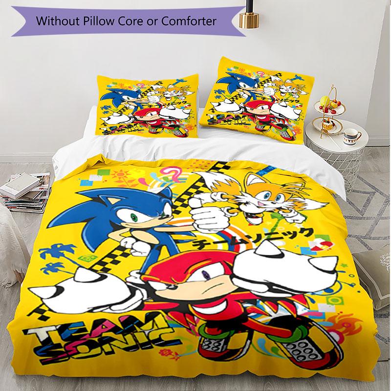 3pcs Duvet Cover Set (1*Duvet Cover + 2*Pillowcase, Without Core), Sonic Print Soft All‑Season Bedding Set, Home Bedroom Decor Gift