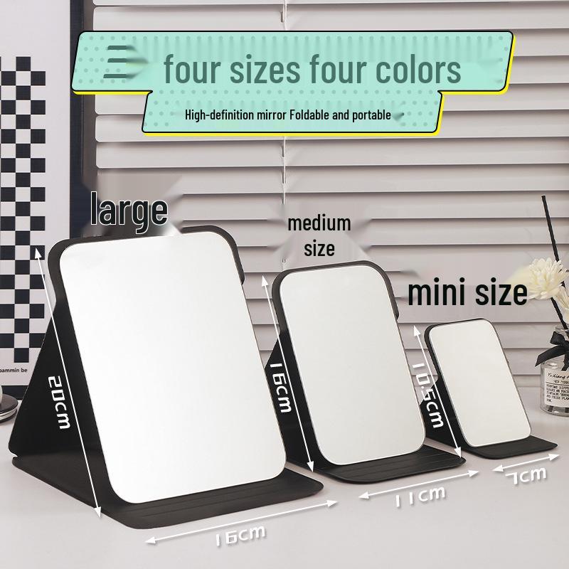 Portable PU Leather Folding Makeup Mirror - Square, Vintage Design In Large, Medium, Small for On-the-Go Beauty and Touch-Ups.