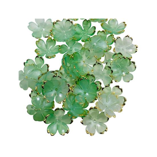 50 шт. Акриловые бусины в виде цветков сакуры, позолоченные бусины-разделители в виде цветов, DIY, ручная работа, для изготовления колье, браслетов, ювелирных изделий, цветочные шармы с 5 лепестками