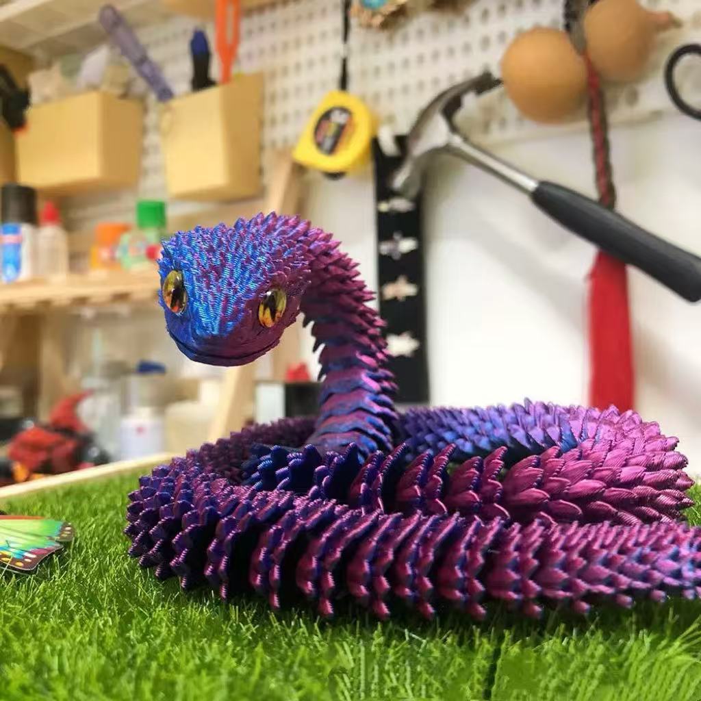 4 шт. Гибкая 3D-печатная фигурка змеи Случайный цвет Декор для дома и рабочего стола Поделки Снятие стресса Украшение для автомобиля Новинка Подарок