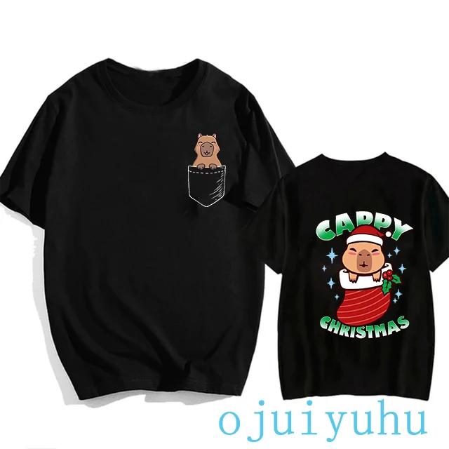 Модная футболка с капибарой для мужчин/женщин, футболка европейского размера, забавные футболки с капибарой в стиле Харадзюку, топы с мультяшным манга Y2k 90-х годов, гранж-футболка, одежда