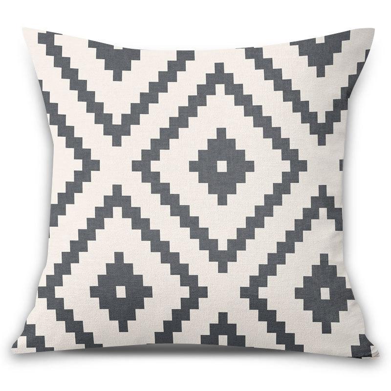 Simple Geometric Linen Pillowcase Plain Color Office Waist Decorative Backrest Cushion Design