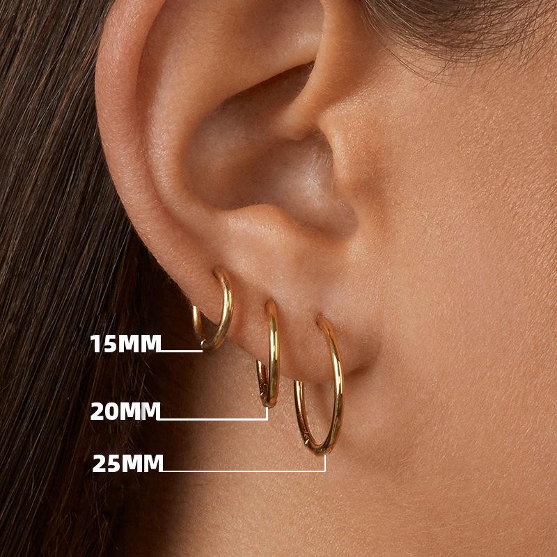 1 Pair of Classic Plain Circle Trend Hip Hop eEarrings Stainless Steel Men's Women's Simple Design Style Jewelry Does Not Fade