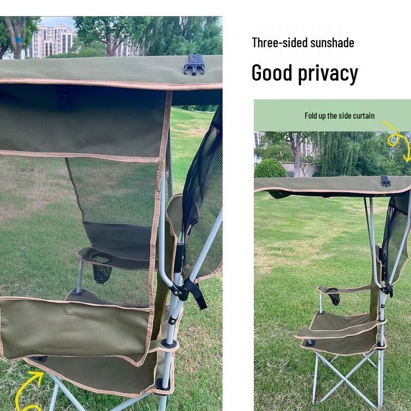 Baichengdao Portable Folding Fishing Chair with 3-Sided Sunshade