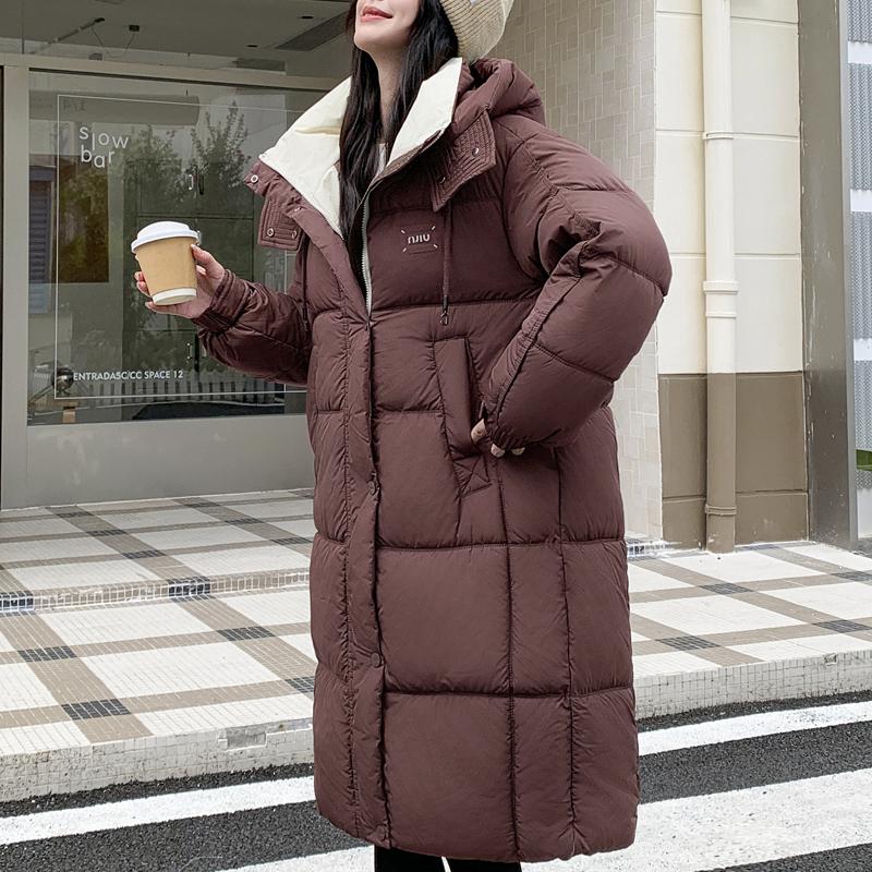 Fashion Winter Women's Long Parkas Hooded Thick Warm Jackets Elegant Loose Woman Coats