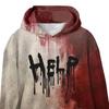 Женская толстовка с капюшоном 3D Bloodstain Print Halloween Vintage Haunted House Cosplay Top Hooded Long Sleeves Loose Hoodie