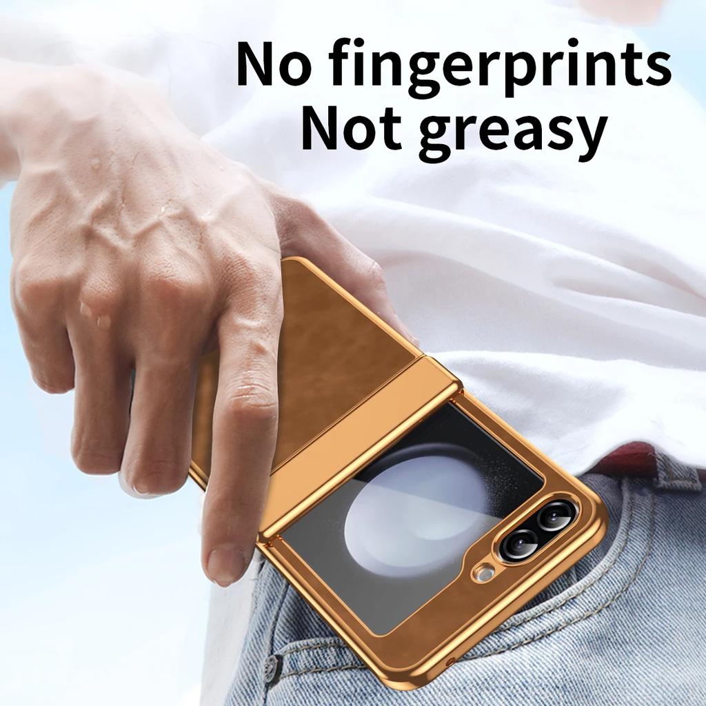 Чехол для Samsung Galaxy Z Flip 6 5 4 3 5G Роскошный кожаный гальванизированный всесторонний складной шарнир Противоударный защитный жесткий чехол