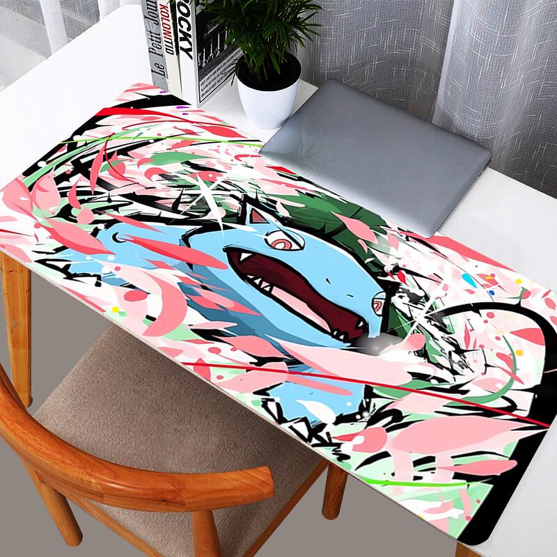 Green Bulbasaur Collage Desk Pad Cute Kanto Starter Gaming Mouse Mat