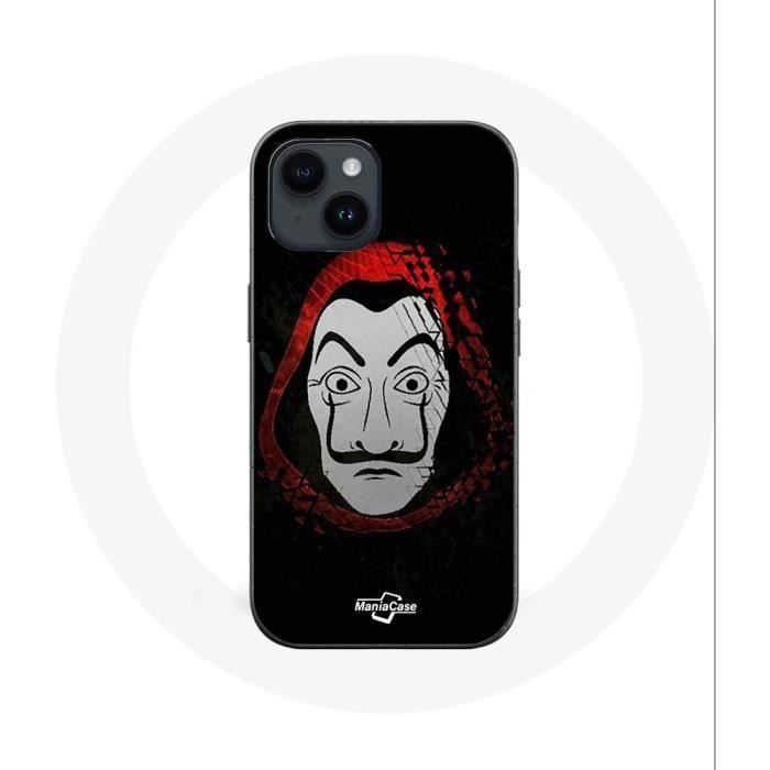 Coque - Maniacase - Iphone 14 - Noir - Souple - Masque La Casa de Papel