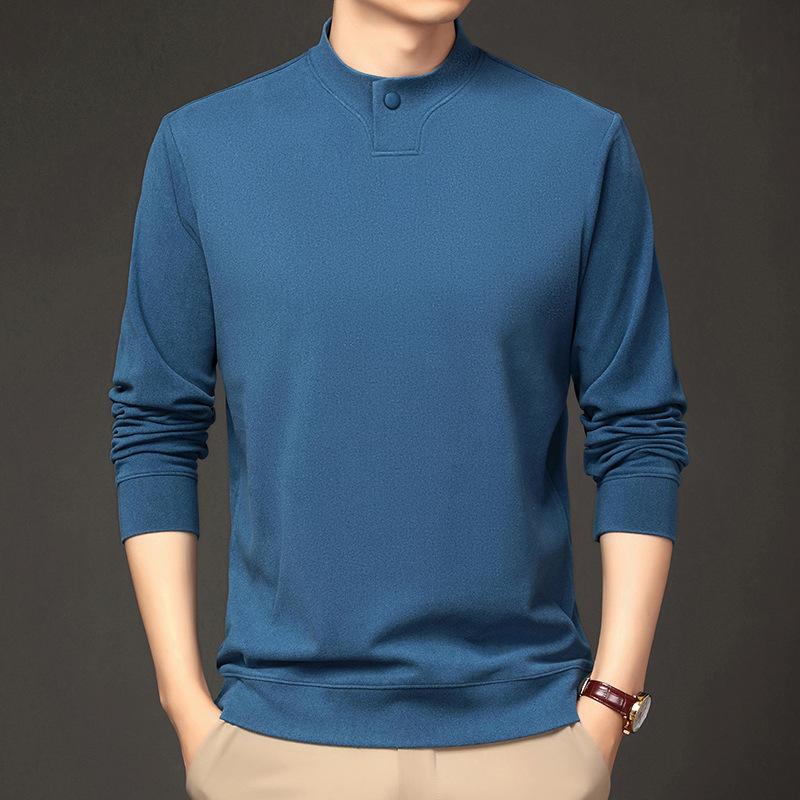 Live Streaming Cross-Border Hot-Selling Middle-Aged Men's Double-Sided De Velvet Sweatshirt Long Sleeve T-Shirt Autumn Winter Thickened Top Base