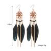 Bohemian Pearl Crystal Flower Long Feather Earrings For Women Vintage Boho Chain Beads Handmade Wedding Earrings Female Jewelry