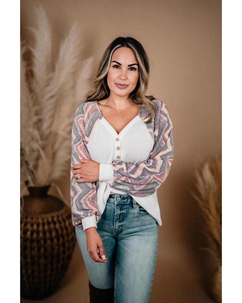 Azura Exchange Geometric Contrast Sleeved Top