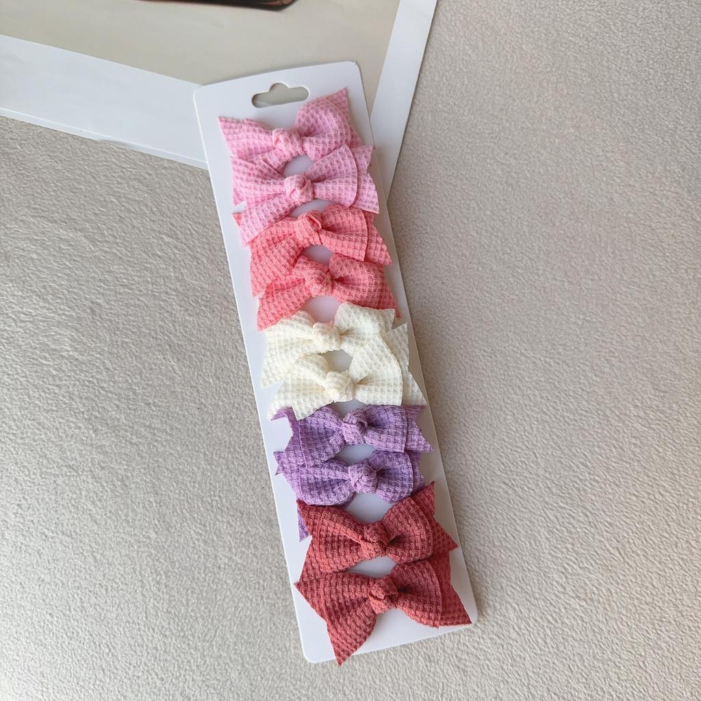 10 шт./компл. новые милые однотонные заколки для волос с бантом и лентой для маленьких девочек, банты ручной работы, шпилька-заколка, головные уборы, детские аксессуары для волос