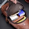 Men Leather Sling Bag Casual Shoulder Chest Crossbody Bag Hiking Travel Daypack with USB Charging