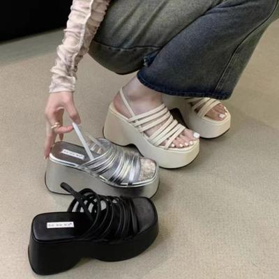 Новая Пляжная Мода Водонепроницаемые Римские Сандалии Женские Массивные Каблуки Модные Туфли на Высоком Каблуке Сандалии на Танкетке Повседневные Сандалии