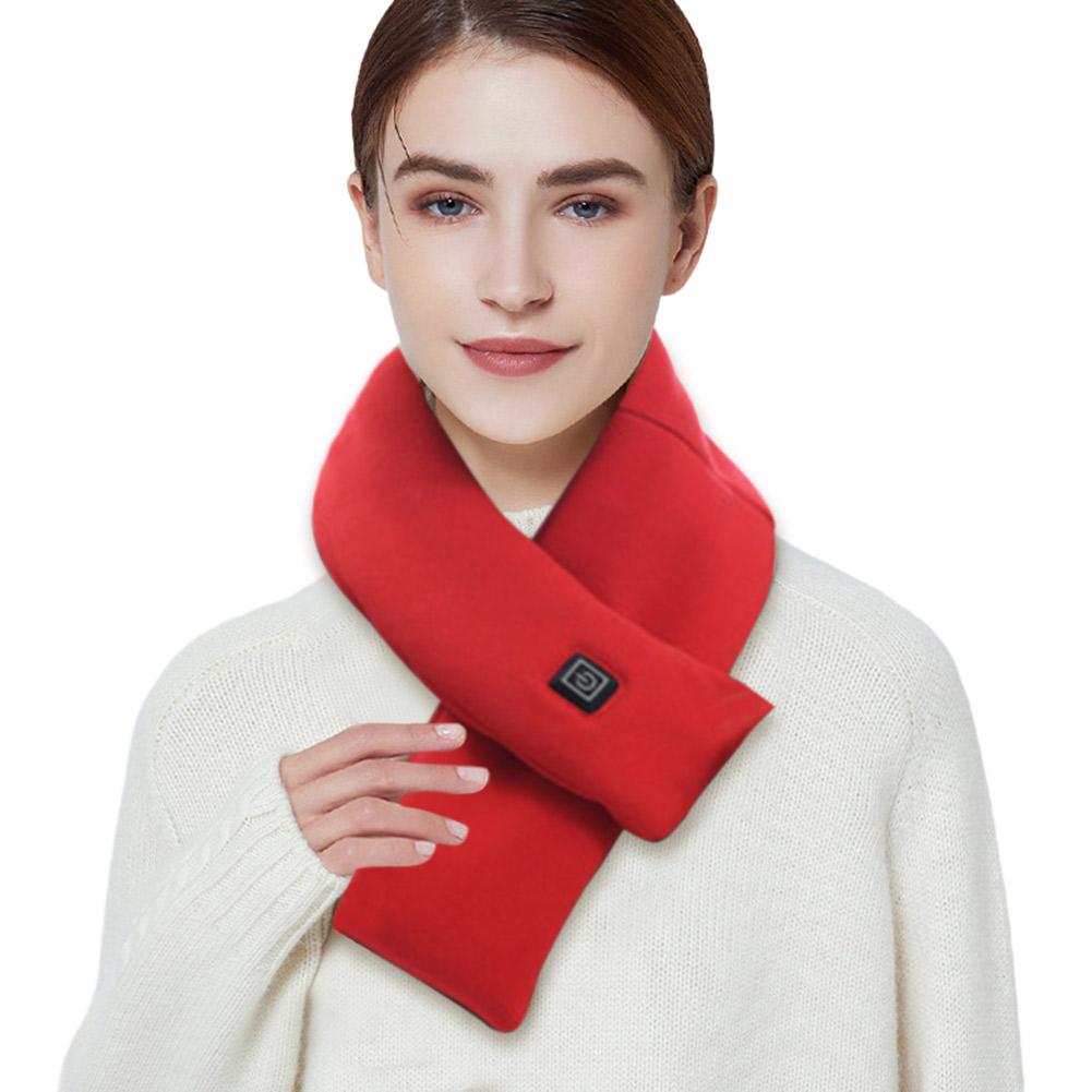 Warm Heated Scarf USB Charging Electric Heating Scarf Cold-Proof Thermal Neck Wrap Warmer Washable for Climbing Hiking Cycling