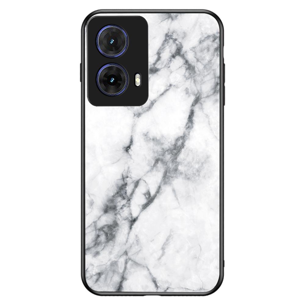 For Motorola Moto G85 5G/S50 Neo 5G Case Marble Pattern Tempered Glass+PC+TPU Protective Phone Cover