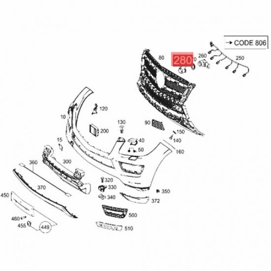 Front Grid Park Assist Sensor Cover Cap for Mercedes GL-CLASS (X166) 2012-2016