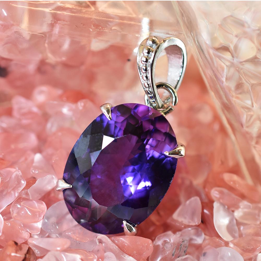 925 CERTIFIED 29.70 Ct Sterling Silver Pendant Natural Purple Tanzanite Jewelry MY.PDS-336-NS