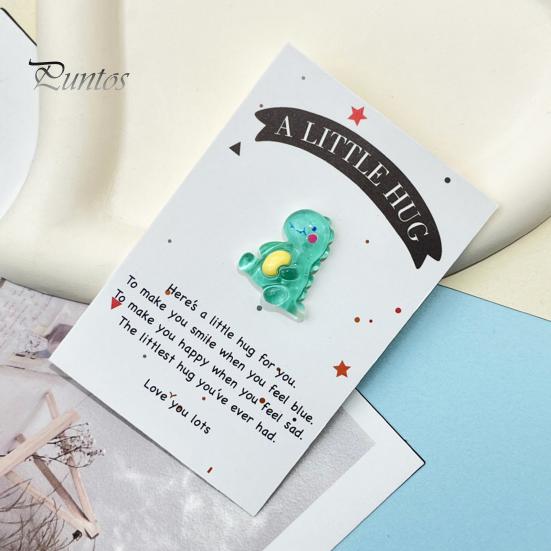 Карманный мультяшный динозавр, украшение с поздравительной открыткой, маленькое объятие, зеленая лягушка, украшение из смолы, друзья, семья, день рождения, годовщина, подарок