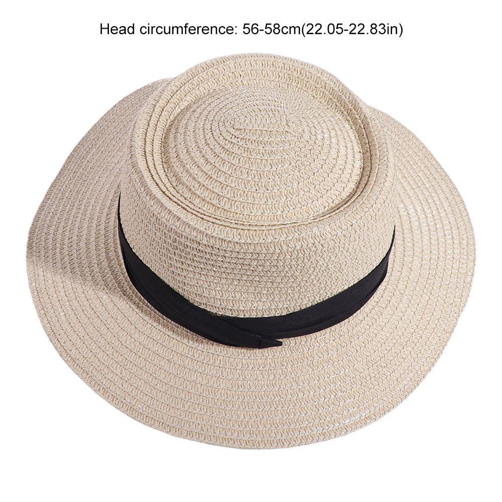 Flat Brim Straw Woven Hat Wide Brim Women's Sun Hat Fashion Sunscreen Bucket Hat  Ladies