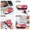 Pencil Pouch Printed Durable Polyester Fabric Smooth Zipper with Mesh Pocket Removable Divider and Pen Slots for Students