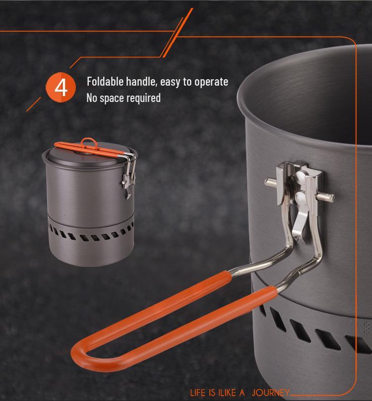 Портативный набор посуды для кемпинга: Кастрюля для сбора тепла, чайник и кассетная плита