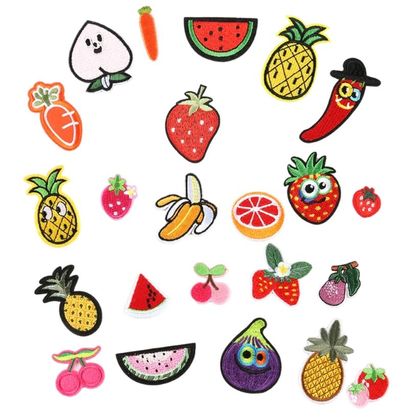 23 Pcs Banana Sewing Patches Strawberry Applique Patches Embroidered Patches Fruit Iron On Patches Repair Patches