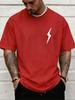 Minimalist Small Chest Lightning Bolt Simple Graphic Print Unisexs Crew Neck Short Sleeve Tee Casual Daily Soft Basic Wear Apparel