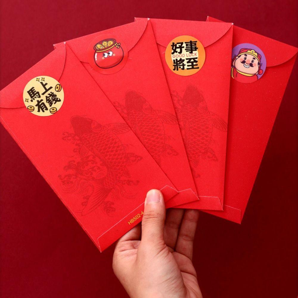 4Pcs/set DIY Snake Year Blessing Sticker Cartoon Red Envelope Bag Sticker Handbook