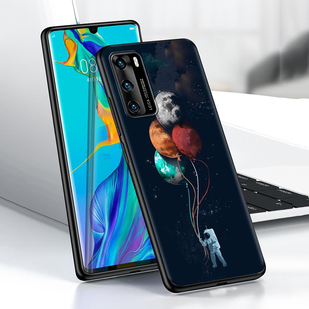Чехол с забавным космическим космонавтом для Huawei P30 P Smart Z P40 Lite E P20 Y6 Y7 Y9 Honor 8X Play 9A 50 20 Pro, черный мягкий чехол