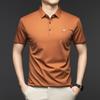 Высококачественная футболка с короткими рукавами, мужская тонкая однотонная рубашка поло из холодного шелка с крутыми деловыми лацканами