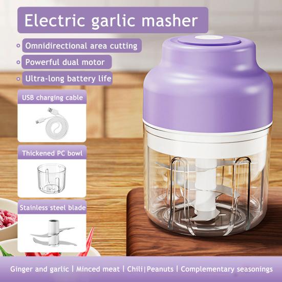 Electric Garlic Masher Mini Portable Veggie Chopper USB Charging Wireless Food Processor Meat Slicer Egg Beater