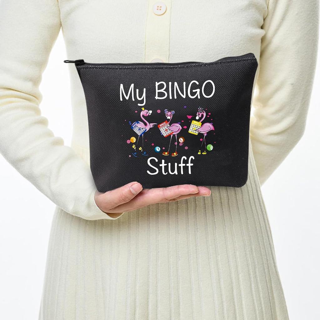 JXGZSO Fun Bingo Cosmetic Makeup Bag - Lucky Bingo Player Gift (Black)