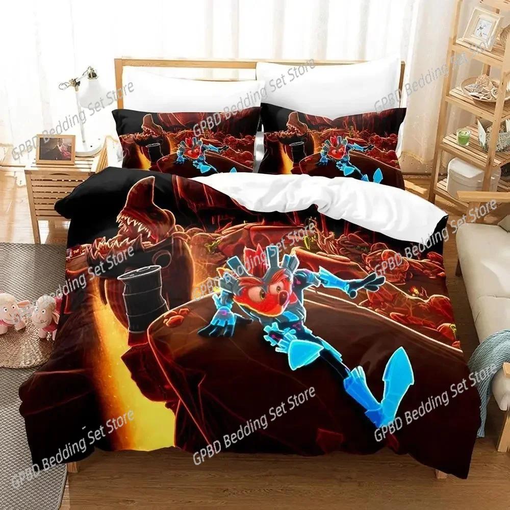 Crash Bandicoot Comfortable Duvet Quilt Cover Pillowcase Bedding Set Children Bedroom Decoration Home Textile