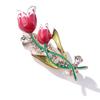 Drop Glaze Pink Rose Tulip Colorful Rhinestone Exquisite Temperament Brooch Clothing Accessories