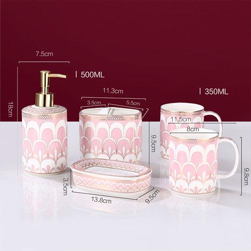 Керамический набор для мытья посуды для домашнего использования в ванной комнате, набор из пяти предметов с подносом, принадлежности для ванной комнаты, бутылочка для лосьона, мыльница, держатель для зубных щеток
