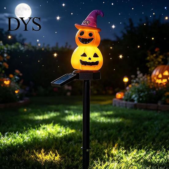 Солнечный Сказочный Декор для Двора, Тыква-Призрак на Хэллоуин, Водонепроницаемые Садовые Светильники-Колышки, Светодиодный Светильник для Дорожки на Патио, Газон, Осень