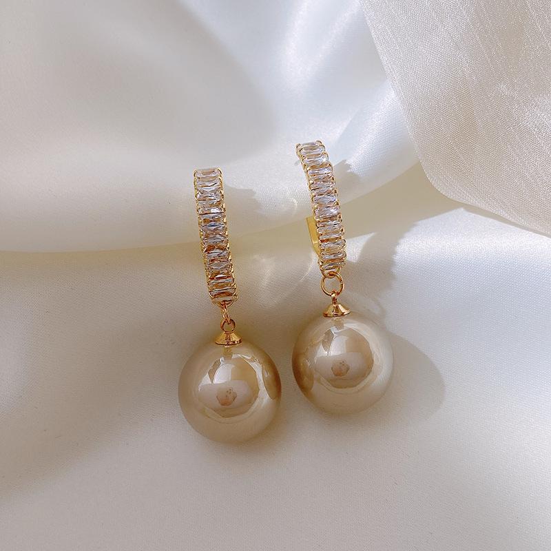 Трендовые серьги 2023 года из серебра с кристаллами и жемчугом высокого класса: Изысканное, Легкая Роскошь Заявление для Женщин