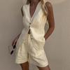 2025 Summer Women's Cotton Linen Vest & Shorts Set: Casual Tank Top + Shorts