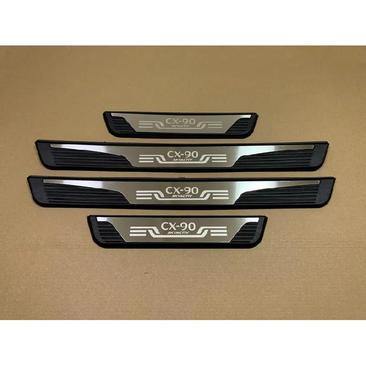 For Mazda CX90 CX-90 2024 Car Door Sill Protector Pedal Cover Scuff Plate Trims Sticker Car Styling Accessories