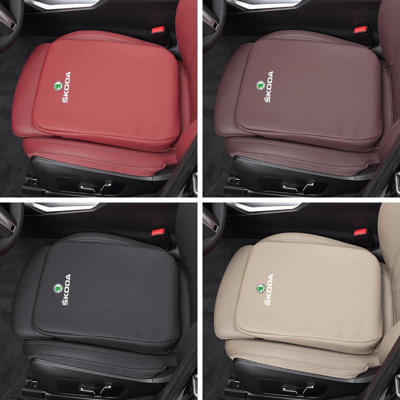 RYYX4 Car Seat Cushion Leather Height Increasing Soft Pad For Skoda Octavia Rapid Kodiaq Yeti Superb Karoq Scala Fabia Kamiq Enyaq iV