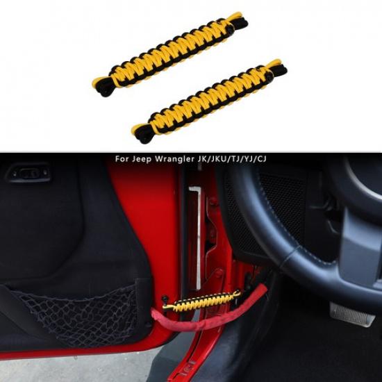 2pcs Door Limit Rope Limiter Strap Bandage For Jeep Wrangler YJ TJ JK JKU Yellow