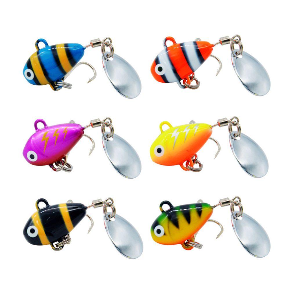 Sinking Rotate Spoon Metal Sequin Treble Hook Wobblers Crankbaits VIB Lure Metal Fishing Bait