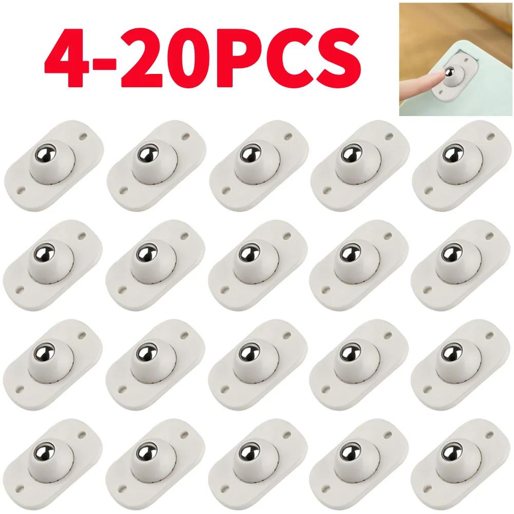 4-20pcs Small Wheels For Furniture Self Adhesive Caster Wheels Stainless Steel 360 Degree Rotation Paste Swivel Wheels