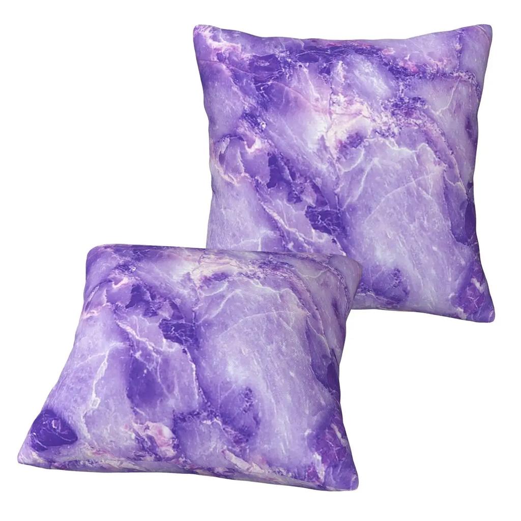 Marble - Purple 2 Pcs Square Pillowcase Pillow Cover Cushion Decor Comfort Throw Pillow For Home Car