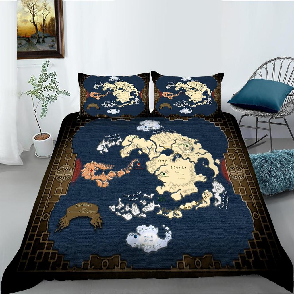2023 Новый стильный комплект пододеяльников с картой, размер King Queen, роскошные пододеяльники World, 3D мягкие комплекты постельного белья для мальчиков и девочек, мужчин и женщин