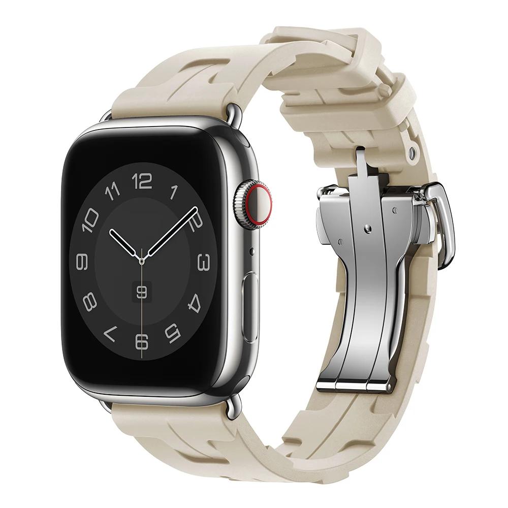 Ремешок Kilim Single Tour для Apple Watch 45 мм 44 мм 42 мм 41 мм 38 мм со складной застежкой, силиконовый браслет iWatch Ultra 2 49 мм