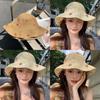 Стильная плетеная соломенная шляпа для женщин 2024 лето защита от УФ-лучей и солнцезащитный козырек аксессуар для отпуска